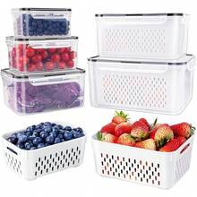 Set de 3 piezas de utensilios de cocina para autocaravana, adecuado para uso familiar, accesorios para refrigerador de autocaravana, contenedores de almacenamiento de alimentos de alta calidad con diseño de sellado a prueba de fugas, reutilizables y apilables, excelentes para preparación de comidas y organización de la cocina - Multicolor - Ver 1
