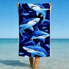 1pc Realistic 3D Dolphin Print Microfiber Beach Towel, Quick Dry Sand Resistant Super Absorbent Swimming Towel, Large Rectangle Beach Blanket For Summer Vacation Pool Travel Camping Bath Use - Multicolor - View 7