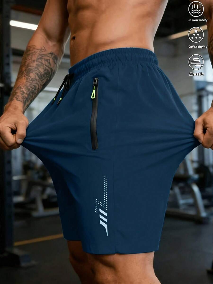 Men's Fashion Cool Casual Summer Lightning Shorts, Beach Swim Trunks, Dual Side Zipper Pockets, Comfortable Fabric Sports - Lake Blue - View 1