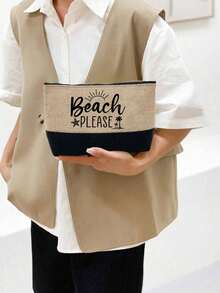 女款海灘主題托特包套組，大容量托特包印有藝術字母「Beach」、海星、椰子樹、太陽卡通圖案，附兩款化妝包，適合婚禮、度假與節日，日常使用首選，送給女性、媽媽、老師、朋友、伴娘、學生的絕佳禮物，開學季適用，大容量度假週末短途旅行旅行托特包，送朋友的個性化生日禮物，附圍巾，教師節禮物 - 彩色 - 查看 13