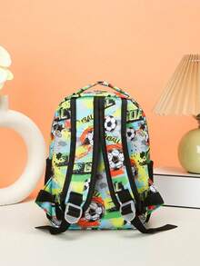 Mochila de excavadora de dibujos animados linda y de moda con estampado de patrón aleatorio - fútbol americano - Ver 2