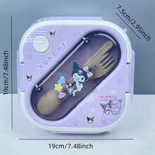 1pc Sanrio Hello Kitty And Friends Pink Lunch Box Set, Leak-Proof Rectangular Durable Plastic Divided Bento Box, Hand Wash, Suitable For Work, School And Travel, Work Lunch Storage Box, Cartoon Theme, Easy To Clean Material - Multicolor - View 7