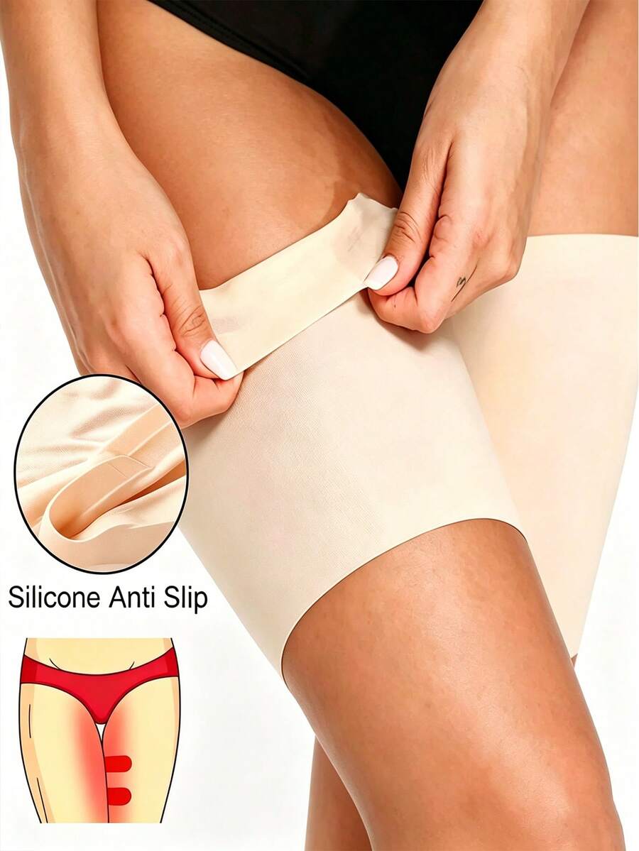 1 Pair Women's Outdoor Sports Leg Sleeves, High Elastic Silicone Anti-Friction Thigh Guards, Non-Slip Thigh Bands, No Slipping, Suitable For Daily Work, Running, Basketball, Yoga And Other Sports - Multicolor - View 1