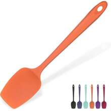 Esptula de Cuchara de Silicona Resistente al Calor: 11.4 inch Mezcla Agitar Cocinar Raspar Tazn Rascador Esparcidor Sin Costuras para Utensilios de Cocina Antiadherentes Naranja - Espátula Cuchara*1 + (6) Naranja - Ver 1