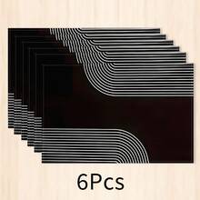 1pc Black And White Striped Placemat, Breakfast Mat, Coffee Mat, Coaster Set, Bowl And Plate Mat, Home Decor, Kitchen Accessory, Easy To Clean Placemat, Suitable For Family, Kitchen Dining Table Decoration, Holiday Gift, Multi-Piece Combination Set, Linen Placemat - Multicolor - View 13