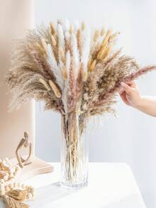 Ramo de hierba de junco artificial marrón de 43.18cm, hierba de cola de conejo de gran capacidad, junco natural esponjoso de estilo bohemio, decoración para boda, hogar, escritorio y fiesta (estilo clásico) - Café integral - Ver 1