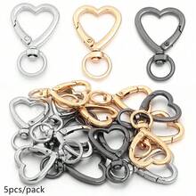 5pcs/Pack Zinc Alloy Heart-Shaped Hardware Buckle, Keychain Doll Hanging Rope Buckle, Daily Handmade Hanging Decoration Connector Buckle, 41mm Rotatable Spring Buckle, DIY Bag Buckle Hook - Heart-shaped Bag Buckle - View 2