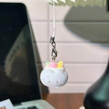 3D Flocked Cake Phone Charm Cartoon Animal Food Toy Lanyard Pig Rabbit Bag Pendant Cute Sweet Accessory - Multicolor - View 13