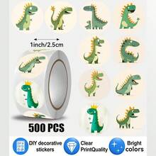 JOERBABU the little kangaroo Bobbie 500pcs/Roll Green Dinosaur Pattern Stickers, 10 Assorted Designs, Christmas Gift Wrapping Labels, Scrapbook Stickers, Planner Gift Wrapping, Paper Craft Decoration, Party Gifts, Gift Box Decoration And Reward Stickers - Multicolor - View 1