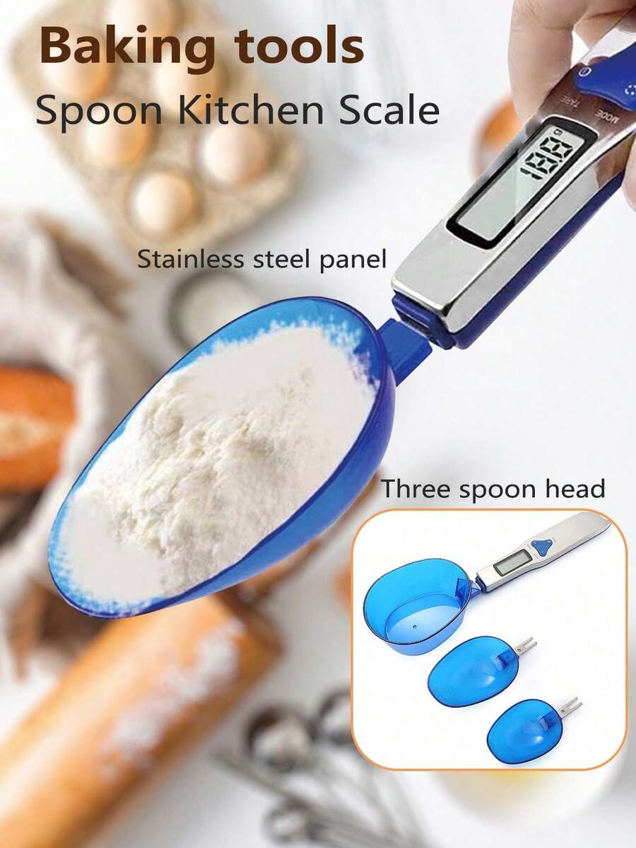 1 個電子食物秤,500g 廚房秤,測量工具,食物匙秤,三段式克電子測量匙重量秤,便攜式廚房用具,寵物食品匙秤,不含電池(需要 2 顆 AAA 電池)。 - 電子秤勺 - 查看 1