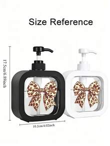 1pc Leopard Print Bow Pattern Refillable Liquid Dispenser, Press-Type Empty Pump Bottle, Transparent Lotion Container For Bathroom Kitchen Hand Soap Shampoo, Perfume Refillable Bottle, Travel Bottles - View 2