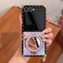 1pc Popular Cute Mirror Foldable Phone Case, Fashionable Phone Cover, Premium Feel, Suitable As Birthday Gift Or Giveaway Gift, Compatible With Samsung Galaxy Z Flip7 Galaxy Z Flip7 FE Galaxy Z Flip6 Galaxy Z Flip5 - Multicolor - View 21