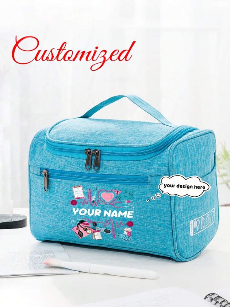Customized Name Portable Toiletry Bag, Customized Nurse Style Women's Large Capacity Tote Bag, Lunch Bag, Suitable For Work, Travel, Beach, School - Multicolor - View 10