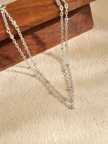 2pcs/Set Stackable Sparkling Beaded Minimalist Women's Anklets, Suitable For Daily Wear, Beach Vacation, Gift Giving - Silver - View 4