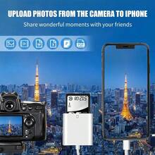 Pembaca Kartu SD Kamera Kompatibel dengan iPhone/ Pembaca Kartu Memori Kamera Adaptor Kartu SD Kompatibel dengan Seri 17/16/15/14/13/12/11/XS/XR/X/8/7///// Tidak Perlu Aplikasi Pasang dan Mainkan - Putih - View 2