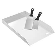 Plancha universal de acero inoxidable para barbacoa con recolector de grasa, plancha plana para parrillas de gas y carbón, accesorios para parrilla con 2 raspadores. - Sin asa - 30 * 45 * 4 cm - Ver 1