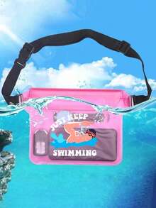 「Just Keep Swimming」圖案防水斜背包 - 海灘、泳池與獨木舟防水袋 | 夏季海灘必備，透明防水腰包 - 可調節肩帶防水袋，可放手機、錢包 | 2026 熱門海灘泳池配件 - 防漏斜背包，適合游泳、浮潛與水上運動 - 彩色 - 查看 8