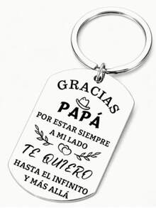 1pc Stainless Steel Engraved Keychain Father's Day Thank You Gift For Dad Durable Stylish For Bag Wallet Car School Teacher Accessory - 1pc - View 5
