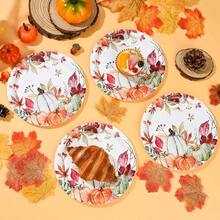 - Platos de papel de calabazas de otoo, hojas de calabaza rsticas, plato de desechable de pulgadas, plato de postre de otoo para cumpleaos, shower, suministros para - 24 - Ver 6