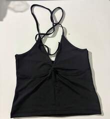 Minimalist Halter Top With V-Neck And Tie At The Neck Summer - Negro - Ver 9