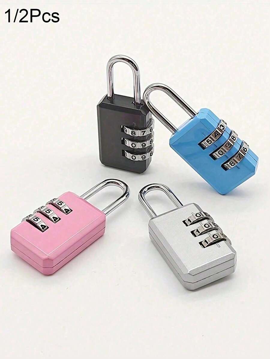 1/2Pcs Steel Wire Rope 3-Digit Combination Padlock, Luggage Combination Padlock, Steel Cable Padlock, Small Combination Lock, Customizable Password, Combination Padlock, Luggage Metal Combination Lock, Mini Coded Key Lock, Home, Luggage Lock, Copper Core Padlock, Classroom Locker, Etc. - Multicolor - View 1