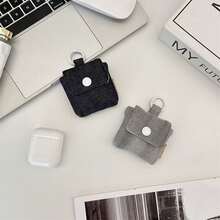 Mini estuche protector de auriculares de mezclilla, monedero, bolsa de almacenamiento de auriculares portátil con tapa abatible, bolsa de auriculares Bluetooth de carcasa blanda - Multicolor - Ver 4
