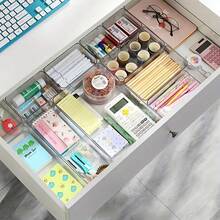 10/7/6/5/1 pieza Caja Organizadora de Cajones, Caja de Almacenamiento de Accesorios para el Cabello, Caja de Almacenamiento de Joyas y Cosméticos, Material de Plástico PET Transparente, Caja Multifuncional de Clasificación de Artículos Varios, Caja de Almacenamiento de Herramientas, Caja de Almacenamiento para Peines, Espejos - transparente - Ver 4