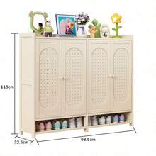 Mueble Zapatero Gran Capacidad Para Recibidor Con 4 Puertas 7 Niveles - Blanco - Ver 2