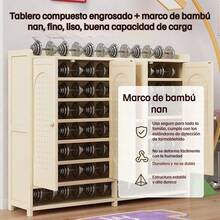 Mueble Zapatero Gran Capacidad Para Recibidor Con 4 Puertas 7 Niveles - Blanco - Ver 6