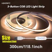 1件 5V低壓LED燈條，USB接口，簡易3按鈕開關，亮度可調，適用於電視背景、相框、鏡子、櫥櫃，背膠式 - COB - 查看 22