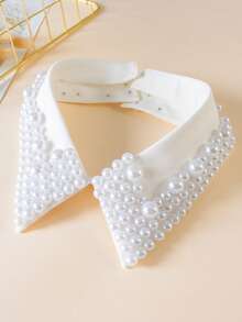 1pc Exquisite Faux Pearl Decorated Detachable Collar, Versatile Accessory For Blouses, Dresses And Other Garments - Multicolor - View 9