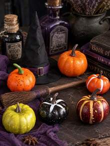 Realistic Pumpkin Autumn Decoration Set, Suitable For Halloween Party Decor, Thanksgiving Table Decoration, Autumn Gift Box Embellishment, Cashier Counter Display, Wooden Tray Arrangement, Wreath Handmade DIY, Candy Bag Filling And Home Holiday Atmosphere Decoration, Compact Design, Rich Colors. Suitable For Multiple Scenes And Repeated Use. - Halloween Decorative Pumpkin Set - View 8