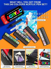 GuangNa Classic 24 Colors - 408 Colors Acrylic Paint Markers, Straight Liquid Soft Tip Markers, Multiple Mixing Color Sets, First Day Of School - Multicolor - View 8