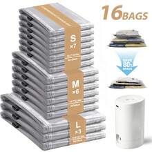 16/15/12 Pack Vacuum Seal Storage Bags With Rechargeable Wireless Pump, Assorted Small Medium Large Sizes, Space Saver Vacuum Storage Bags For Luggage, Clothes, Bedding, Pillows, Quilts, Blankets - View 15