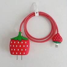 Juego de 4 fundas protectoras de cargador con diseño de dibujos animados lindos, compatible con cabezal de cargador Apple 18/20W, cable de carga, funda protectora de cable de datos, material de PVC suave y duradero, perfecto para la protección y decoración diaria del cable de datos - Multicolor - Ver 13