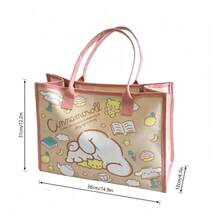 Miniso Cinnamoroll 甜美日常系列帆布托特包，米色底色搭配星星與雲朵圖案，大容量日常帆布手提包 - 粉色 - 查看 5