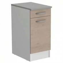 Miroytengo Pack de muebles cocina Eko Blanco Mate y Roble Jackson módulos fregadero campana horno, 4 módulos superiores con estante puerta, módulo inferior cajón puerta, hueco horno, módulo fregadero 2 puertas - Multicolor - Ver 4