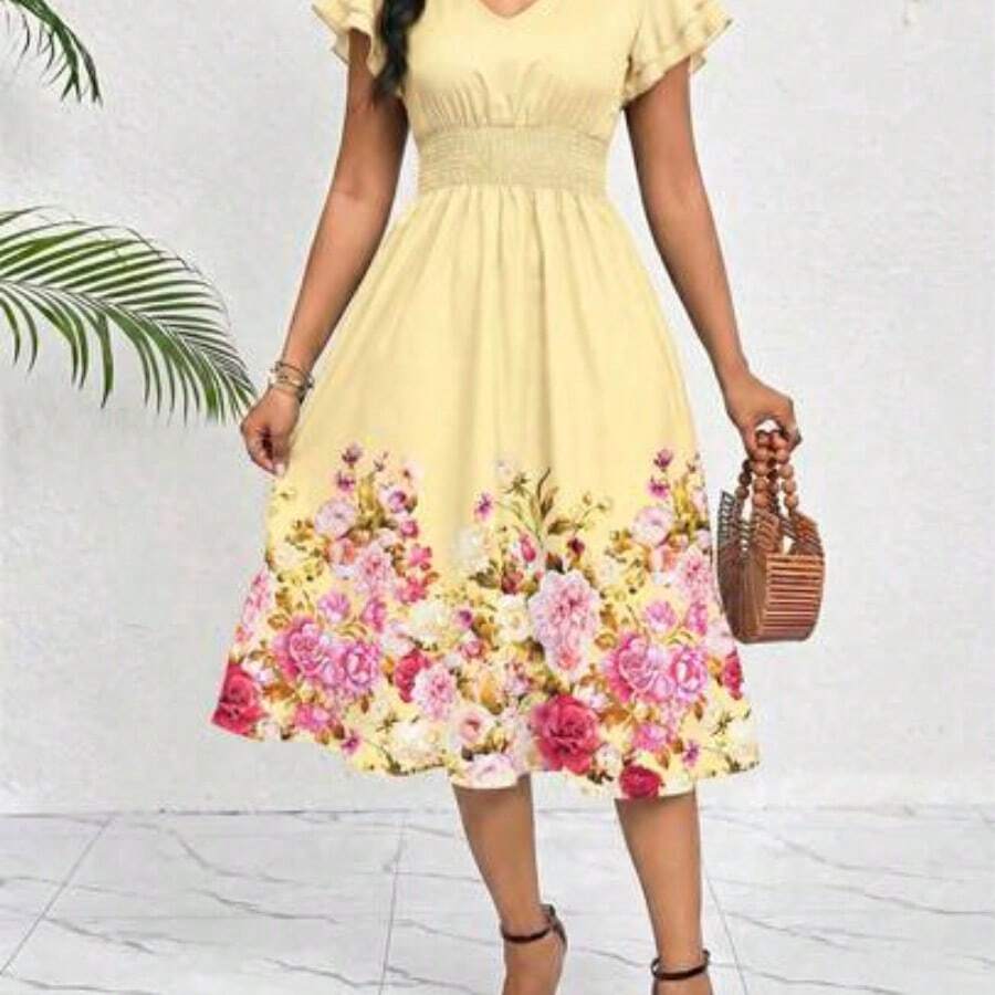 Women Midi Dresses - Goose Yellow - View 1