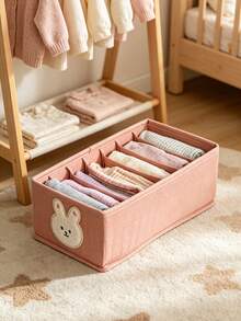 1pc Bear Pattern Storage Basket With 7 Compartments And Bow Design, Suitable For Baby Essentials, Newborn, Children's Room, Nursery - Multicolor - View 2