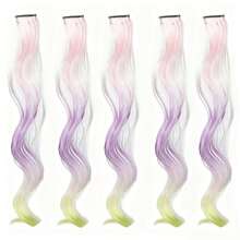 5pcs Long Curl Hair Roller Set With Synthetic Hair Extensions, Suitable For Dyed And Permed Hair - Multicolor - View 14