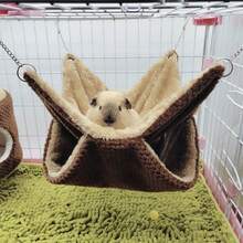 1pc Soft Coral Fleece Dual-Color Anti-Bite Chain Small Pet Double-Layer Warm Hammock, Suitable For Hamsters, Sugar Gliders, Squirrels And Other Small Climbing Pets For Resting And Sleeping, Detachable And Washable, Multiple Colors And Sizes Available, Suitable For Autumn And Winter Seasons. - A - View 9