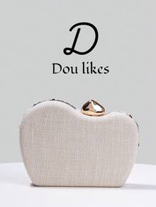 Dou Likes 中式風格手提包，香檳色亮片刺繡花卉鏈條晚宴包，搭配可調節細金鏈，完美適配中式旗袍、輕奢晚禮服、日常優雅穿搭，瞬間提升整體風格，點亮造型的完美收尾配件 - 杏色 - 查看 10