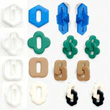 Soft Pottery Earring Cutting Mold 3D Geometric Double Ring DIY Earrings Pendant Jewelry Polymer Clay Cutter Clay Tools - White - View 1