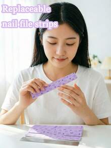 31/11/1pc Replaceable Wide Nail File Set, Cute Butterfly Pattern Nail Buffer Strips, Stainless Steel Material, 100/180 Grit Professional Sandpaper, Suitable For Removing Acrylic Nails And Extending Nails, Nail Polishing, Shaping, Salon And Home Use, Perfect For Pedicure And Manicure Tools - Mauve Purple - View 3