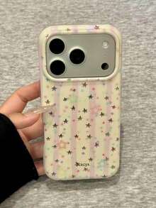 Y2K Cute Pink Striped Star Soft Phone Case Compatible With Iphone 17 Pro Max 17 Pro 17 16 Pro Max 16 Pro 16 15 Pro Max 15 Pro 15 14 Pro Max 14 Pro 14 13 12 11 Sweet Shockproof Phone Protective Cover - Star Stripes - View 4