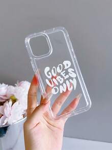 Funda de celular transparente con estampado de letra - Blanco - Ver 1