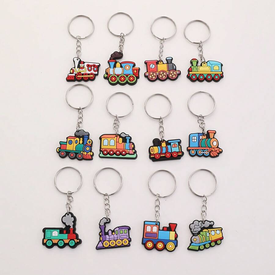 12pcs PVC Small Train Keychains, Colorful Small Train Keychains - Sets - View 1