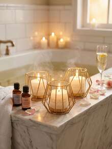Candle Holders/Candlesticks, Geometric Artificial Iron Metal Vertical Four Season Universal Candle Holder, Aromatherapy Candle Cup, Suitable For Outdoor Courtyard Decoration, Office Desktop Decoration, Aromatherapy Candle Cup, Room Atmosphere, Wedding, Family Gathering, Party, Confession And Dining Table Decoration, Home Dining Table Center Candlelight Dinner Decoration, Romantic Atmosphere Decoration, All Year Round Universal - Simple and Stylish - View 2
