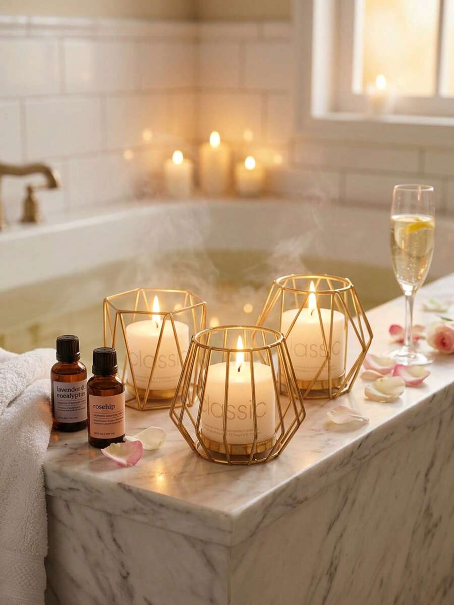 Candle Holders/Candlesticks, Geometric Artificial Iron Metal Vertical Four Season Universal Candle Holder, Aromatherapy Candle Cup, Suitable For Outdoor Courtyard Decoration, Office Desktop Decoration, Aromatherapy Candle Cup, Room Atmosphere, Wedding, Family Gathering, Party, Confession And Dining Table Decoration, Home Dining Table Center Candlelight Dinner Decoration, Romantic Atmosphere Decoration, All Year Round Universal