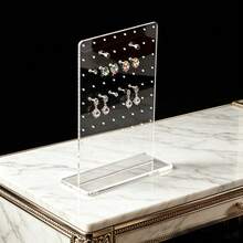 72-Hole Earring Holder, Acrylic Stud Earring Stand, Transparent Acrylic Earring & Lip Piercing Display Rack, Jewelry Display Stand, Storage Organizer, Women's Travel Essential, Back To School Dorm Storage, All-Season Desktop Decor - Transparent - View 1